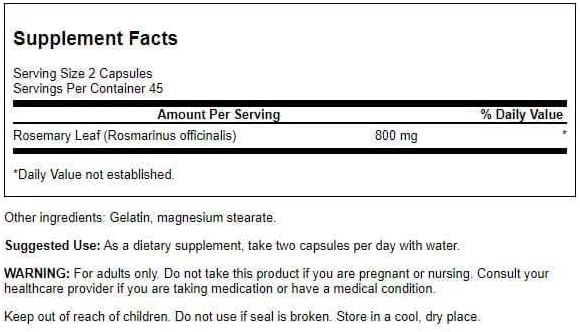 Swanson Full Spectrum Rosemary - Herbal Supplement Promoting Immune Health Support - Natural Formula to Help Defend The Body & Support Overall Wellness - (90 Capsules, 400mg Each)