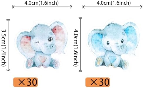 60 PCS Edible Elephant Cupcake Toppers Baby Shower Boy or Girl Cupcake Picks for Elephant Theme Gender Reveal Baby Shower Kids Boys Girls Birthday Party Cake Food Decorations Supplies Pink or Blue