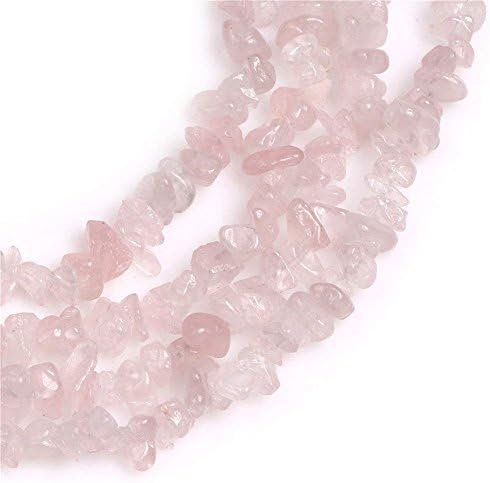 HAAMIIQII 5-8mm Natural Rose Quartz Chips Beads Crystal Irregular Chip Stones Loose Gemstone Beads for Jewelry Making Strand 30 Inch