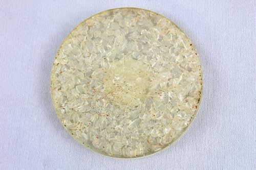 Jet Crystal Quartz Gemstone Orgone Tea Coaster Flower of Life Round 40 Page Booklet Jet International Crystal Therapy India