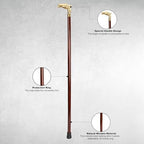 Ajuny Wooden Walking Stick for Men Women Seniors Lightweight Detachable Handmade Cane with Decorative Brass Handle Unique Gift for Adults