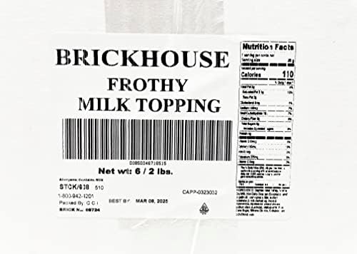 Brickhouse Frothy Milk Topping Mix – Soluble Milk Powder for Cappuccino, Latte & Hot Beverages, 6/2lb Bags