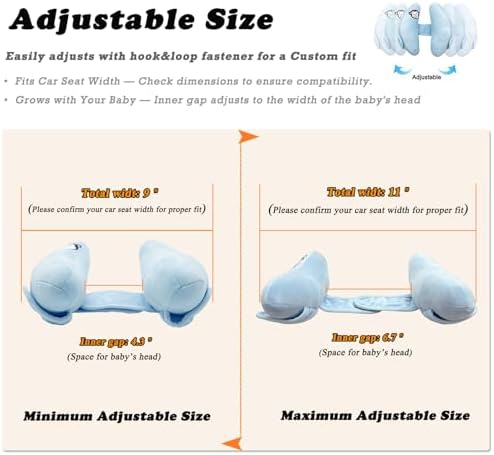 Adjustable Baby Head Neck Support, Portable Toddler Travel Pillow for Car Seat Stroller, Banana Travel Headrest Pillow for Infant, Offers Protection Safety for Kids, Blue