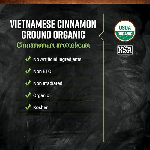 Frontier Organic Ground Vietnamese Cinnamon, 1-Pound Bulk, Premium Quality Cinnamon, Full Balanced Spicy Flavor, Kosher