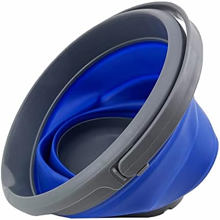 SAMMART 5.5L (1.4 Gallon) Collapsible Plastic Bucket with Lid - Foldable Round Tub with Lid - Portable Fishing Water Pail - Space Saving Outdoor Waterpot. (Grey/Purplish Blue)