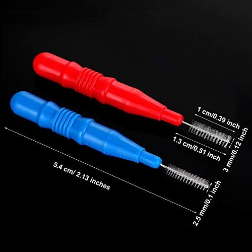 BBTO 100 Pcs Braces Dental Brush Flosser for Cleaner Interdental Brush Toothpick Tooth Flossing Head Oral Dental Toothpick Cleaners Cleaning Tool(Red and Blue)