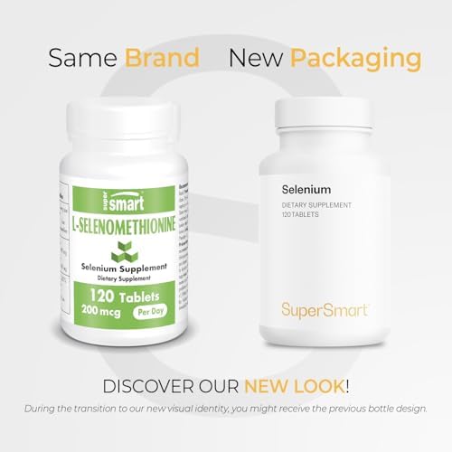 SuperSmart - L-Selenomethionine 200mcg per Day (Selenium Supplement) - High Absorption - Essential Trace Mineral | Non-GMO & Gluten Free - 120 Tablets
