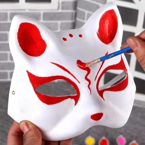 XIPEGPA Therian Masks White Paper Cat Masks to Painted Animal Cosplay Facemask Masquerade Mask Costume Prop for DIY Painting