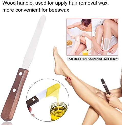 Spatula Metal Wax Applicator 19x3x2 Wax Spatula Metal Wax Mixing Knife Applicator Hair Removal Tool with Wooden Handle