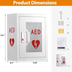 AED Defibrillator Cabinet, Wall Mounted AED Medicine Cabinet with Lock Fits Various AED Defibrillator 12.8 x 6.7 x 16.1 inch