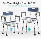 Shower Chair for Inside Shower U-Shape Seat,450lb Heavy Duty Shower Chair for Elderly and Disabled,Padded Armrests and Back,Height Adjustable Bath Chairs for Seniors Handicap,Easy Assembly