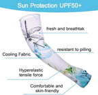 hoyuwak 2 pairs of Flower Garden Arm Sleeves for Women - UPF50+ Sun Protection, Cooling & Stretchy, Artistic Butterfly & Floral Design, Perfect for Gardening, Sports, Travel, Gift Ideas