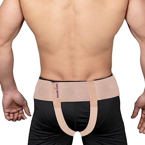 Wonder Care Inguinal Hernia Support Truss brace for Single/Double Inguinal or Sports Hernia with Two Removable Compression Pads & Adjustable Groin Straps,Medium (Pack of 1)