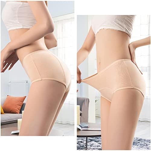 ZJHTK 6Pcs Cotton Incontinence Underwear for Women, Middle Waisted Panties for Women over 60, Reusable Protective Briefs