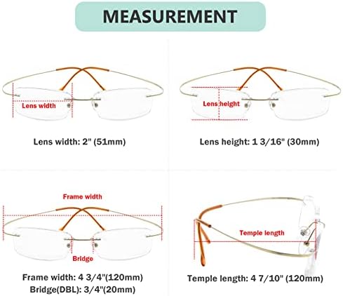 Eyekepper Titanium Rimless Reading Glasses Readers Men Women Gold +0.00