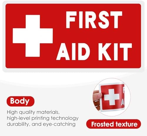 3Pcs Self Adhesive Waterproof Medical Stickers,Ymapinc First Aid Sign Sticker Emergency Decals Kit Supplies for First Aid Boxes for Car, Office or Hotel Hospital Emergency