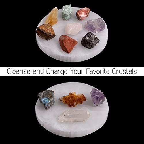 Large Selenite Charging Plate – 6” Selenite Crystal Plate – Mined & Crafted in Morocco – Ideal for Cleansing Crystals & Healing Stones, Meditation, Reiki – Protection Crystals – Spiritual Gift & Decor