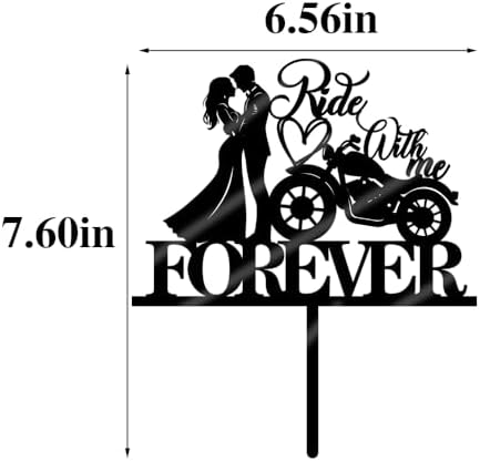 Mirror acrylic Motorcycle Wedding Cake Topper Ride With Me Forever Cake Topper Motorcycle Theme Wedding/Anniversary/Bridal Shower Party Decorations