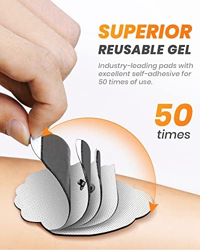 20-Pack TENS Unit Replacement Pads, Long-Lasting Snap Electrodes for 50 Times of Use per Pad, Latex-Free TENS Pads Set Compatible with TENS EMS Devices Using 3.5mm Button Lead Wires