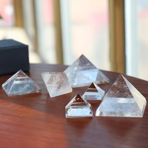 Crystal Healing Stones Clear Quartz Pyramid Prism,Natural Energy Chakra Stone,Reiki Pyramid Decoration for Meditation, Spiritual Healing, Office Feng Shui,8cm