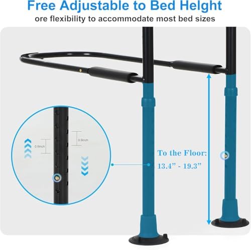 Bed Rails for Elderly Adults Safety, Elderly Assistance Products, Bed Rails for Seniors with Non-Slip Handles, Motion Sensor Light Fits King, Queen, Full, Twin (Compatible with Bed Frames 13.2"-19.7")