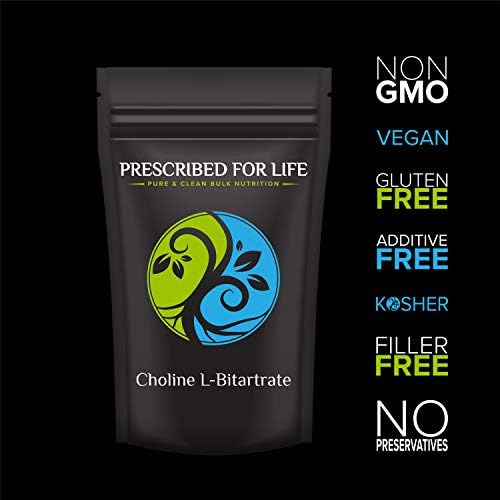 Prescribed for Life Choline L-Bitartrate - 100% Pure Natural L Form Powder, 12 oz (340 g)