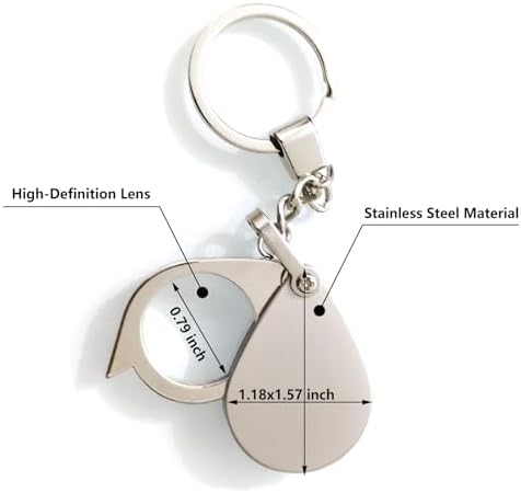 10X Mini Pocket Magnifying Glass – Folding Jeweler’s Loupe with Keychain for Reading, Jewelry and Hobbies