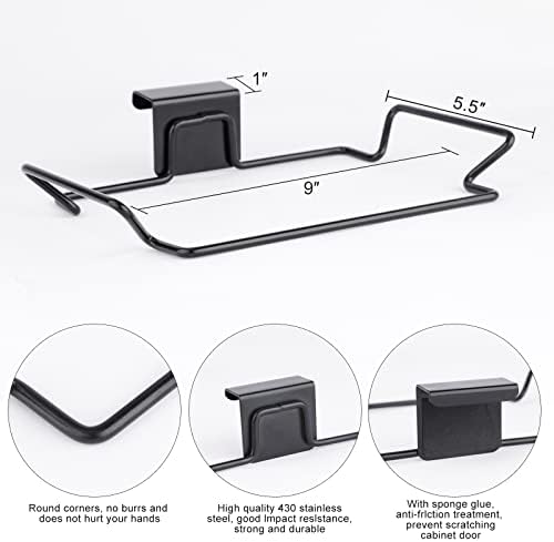 Large Stainless Steel Trash Bag Holder for Kitchen Cabinets Doors and Cupboards, Black