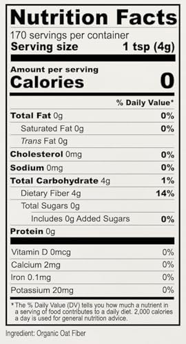 Anthony's Organic Oat Fiber, 1.5 lb, Gluten Free, Non GMO, Keto Friendly, Product of the USA