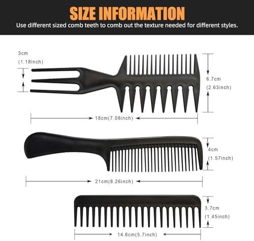 Professional Hair Comb Set 6-Piece – Barber & Salon Hair Cutting and Styling Combs Kit – Fine & Wide Tooth, Rat Tail & Sectioning Hairdressing Combs for All Hair Types