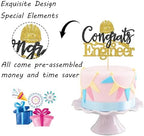 Congrats Engineer Cake Topper - Congrats Grad - Future Engineer - Engineering Graduate Graduation Party Cake Decorations, Gold Black Glitter
