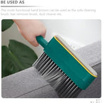 3-in-1 Handheld Broom with Soft Bristles and Static Hair Removal Brush, Wood Handle Cleaning Brush for Home Dusting and Lint Removal,