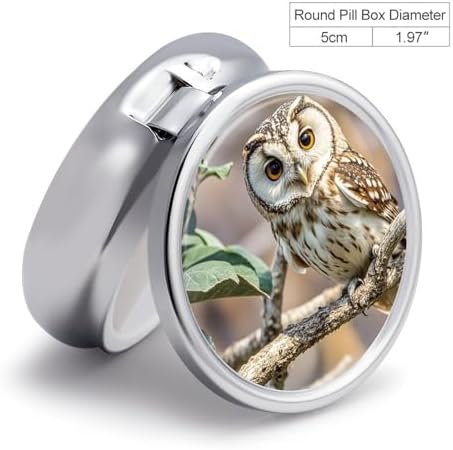 Coffee Bean Owl Pill Organizer Cute Pill Box Decorative Metal Pill Case Portable Vitamin Organizer Travel Medicine Holder Mini Pill Storage Container for Purse