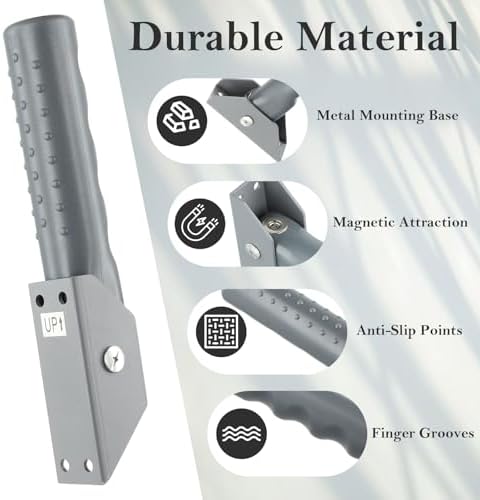 Flip Up Grab Bars for Doorway Stairs for Seniors Elderly, Garage Door Handles Stair Assistance for Elderly, Flip up Doors Grab Bar Not in the Way, Keep Steadily (Gray)