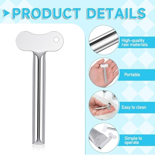 3 PCS Toothpaste Squeezer, Silver Stainless Steels Metal Tube Squeezer Keys Salon Toothpaste Tubes Squeezers Daily Living Tube Squeezing Aids Durable Processing for Paint, Cream, Cosmetic and Hair Dye