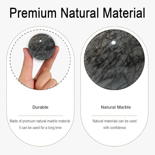 Hand Therapy Balls for Stress Relief,Baoding Balls for Women & Men,Marble Chinese Massage Ball Set for Hand Exercise,Arthritis,Brain Stress Relief,2 Pack with Storage Bag (1.57inch Dark Grey)