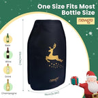 NEWGO Wine Cooler Sleeve Reusable Wine Bottle Cooler Flexible Wine Ice Pack Sleeve Keep Wine Cool and Refreshing for Standard Size Bottles for Red Wine, White Wine & Champagne - Reindeer