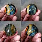 TEAMWILL 2pcs Natural Blue Tiger's Eye Jasper Quartz Sphere Crystal Ball Healing Rock Gifts