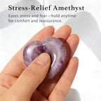 Anxiety Support Gift for Women - Amethyst Crystal Worry Stone, Stress Relief Thumb Stone, Thinking of You Comfort Gift, Inspirational Keepsake for Friends Family & Loved Ones (Amethyst)