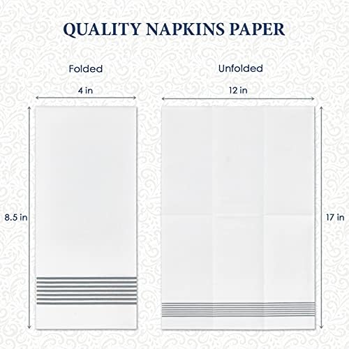 LITOPAK 200 Pack Guest Towels Disposable, Soft and Absorbent Bathroom Napkins, Paper Guest Towels for Bathrooms, Party, Wedding or Events. White and Silve