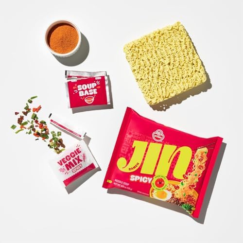 BOX OF LIFE Ottogi Jin ramen 2 Flavor Combo (Mild + Spicy) / Korean Noodles/Each 2 Pack, Total 4 Packs