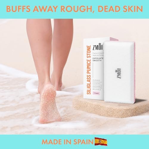 Siliglass Pumice Stone Callus Remover for Feet, Elbows, Hands, and Knees, Spain Made - 2 in 1 Pedicure Exfoliator and Scrubber for Rough, Hard Skin (1 Pack)