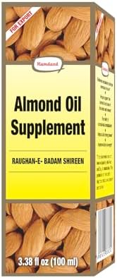 Hamdard Roghan Badam Shirin Almond Oil 100ml / 3.38Fl Oz – Pure, Sweet Almond Oil for Health, Hair, and Skin Care