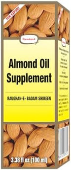 Hamdard Roghan Badam Shirin Almond Oil 100ml / 3.38Fl Oz – Pure, Sweet Almond Oil for Health, Hair, and Skin Care