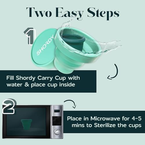 SHORDY Menstrual Cups Sterilizer Case – Collapsible Silicone Microwave Steamer & Cleaner to Boil, Sterilize & Store Menstrual Cup, Period Cups & Discs – Compact, Reusable & Travel-Friendly