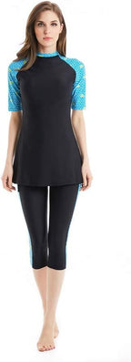 Modest Swimwear for Women's Rash Guard Short Sleeve Swimwear Modesty Swimming Costume Surfing Suit Burkini