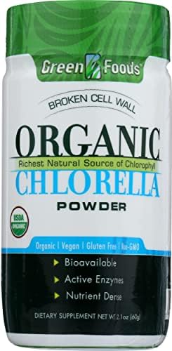 Green Foods Organic Chlorella Powder, Gluten Free, Non GMO, 2.1 Ounce (Pack of 1)