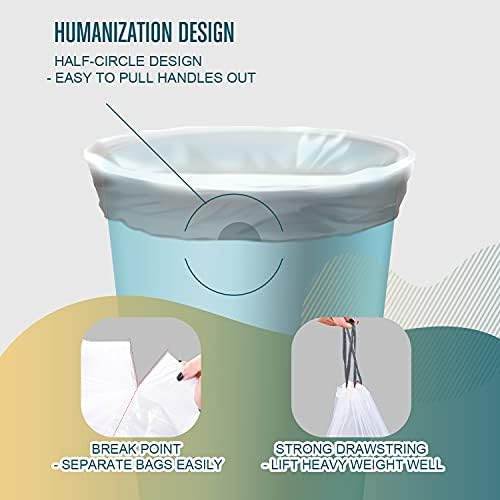 FORID Medium Drawstring Trash Bags - Plastic Garbage Bags 8 Gallon (30 Liter) White Disposable Can Liners for Kitchen Bedroom Bathroom Home Office (120 Counts) - Durable & Thick Trash Bags