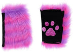 Pistha Faux Fur Cat Wolf Fox Costume Accessories Ear Headband Gloves Wolf Fox Tail Set for Adults Halloween Xmas Cosplay Costume Accessory