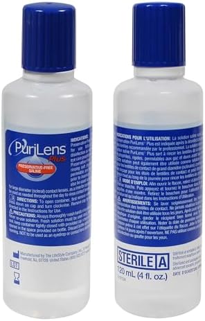 Purilens Plus Preservative-Free Contact Lens Saline 120ml (4 fl. oz.) 12 Pack